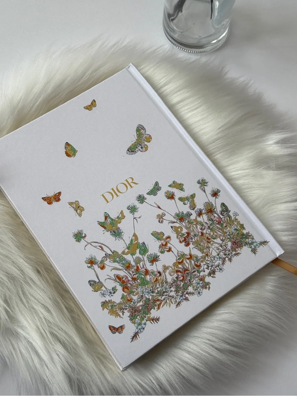 Christian Dior White Flora Notebook with Green Elastic Band NEW
